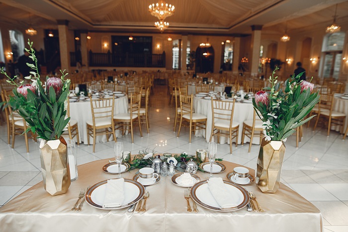 Elegant wedding dishes Conference and Banquet Room at Joyvilla